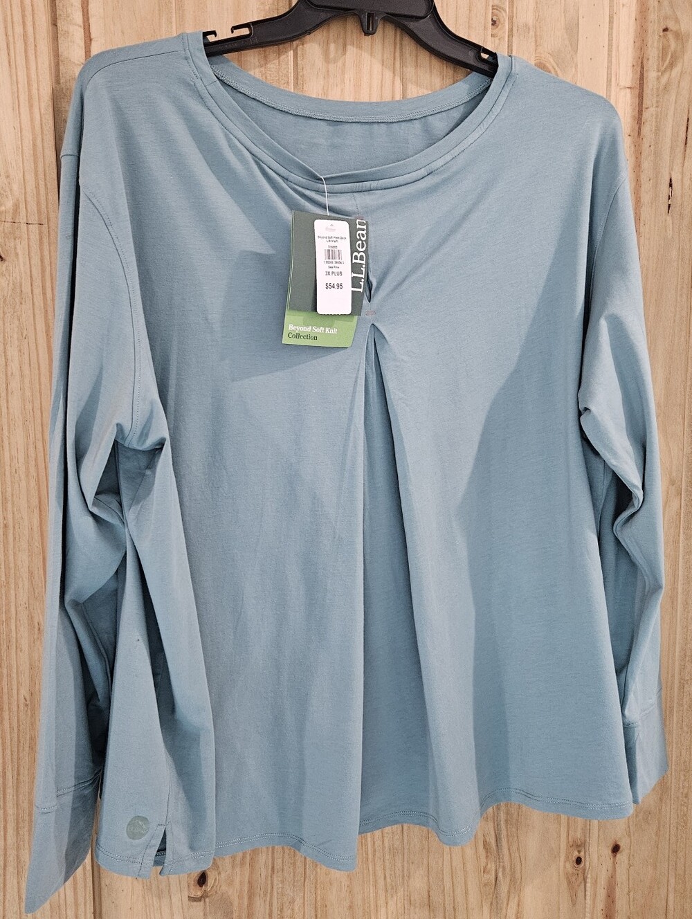 L.L. Bean Women’s Long-Sleeve Pleat Front Top — Dusty Blue